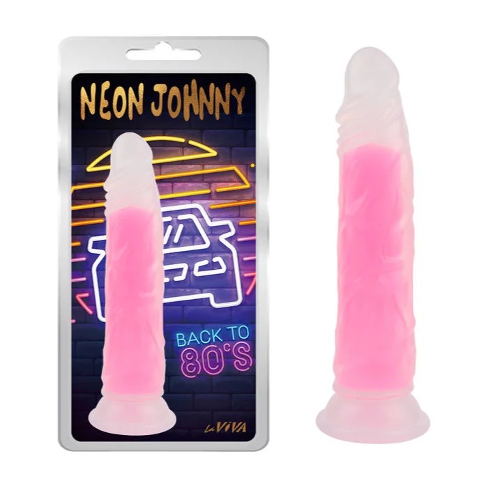 LaViva–“NeonJohnny”8.4″SiliconeDildowithGlow-in-the-DarkCore(Pink)
