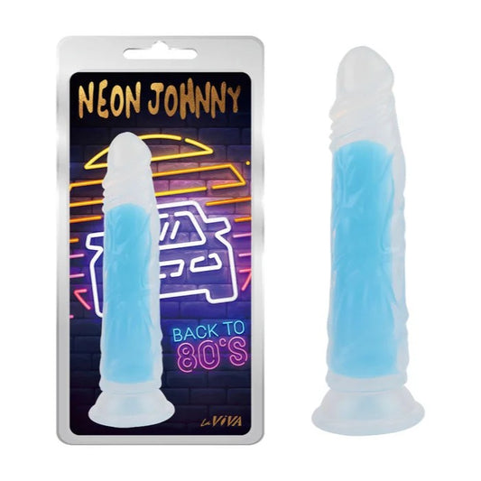 LaViva–“NeonJohnny”8.4″SiliconeDildowithGlow-in-the-DarkCore(Blue)