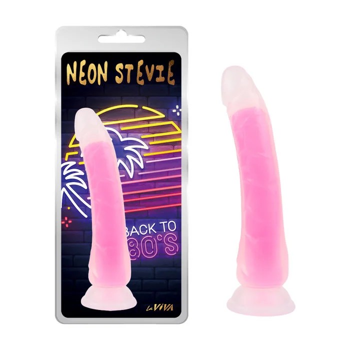 LaViva–“NeonStevie”8.4″SiliconeDildowithGlow-in-the-DarkCore(Pink)