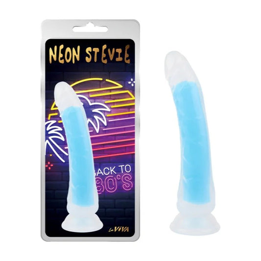 LaViva–“NeonStevie”8.4″SiliconeDildowithGlow-in-the-DarkCore(Blue)