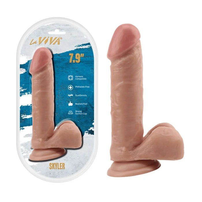 LaViva–“Skyler”7.9″DualDensityDongWithBalls(LightFlesh)