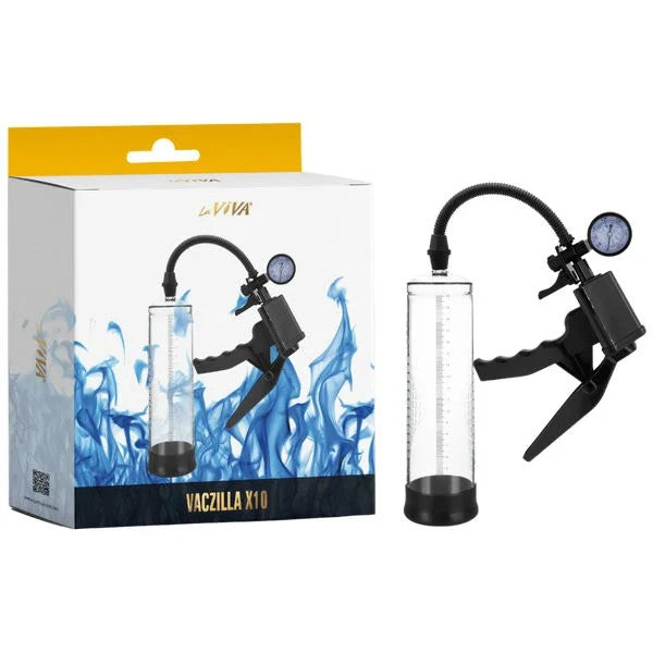 LaViva–VaczillaX10TriggerPenisPumpwithGauge(Black/Clear)