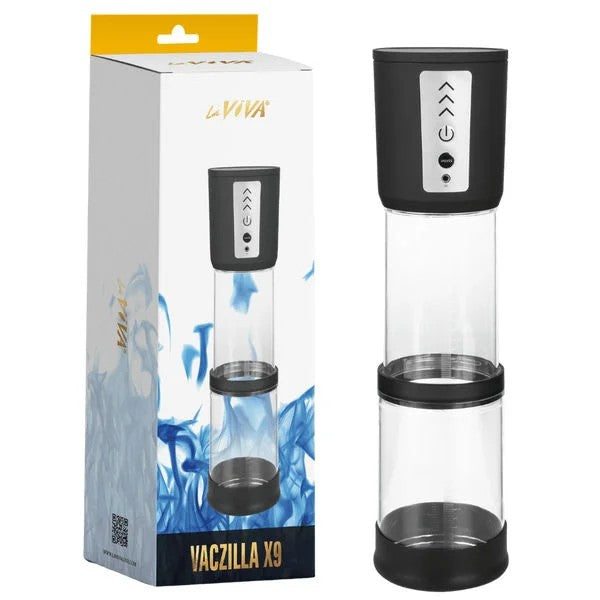 LaViva–VaczillaX9RechargeableTravelerAutomaticPenisPump(Clear/Black)
