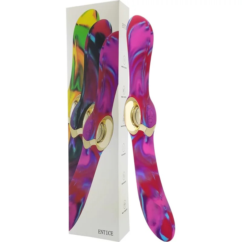 Lealso–EnticeDoubleEndedRechargeableVibrator(MarbledPinkPurpleBlue)