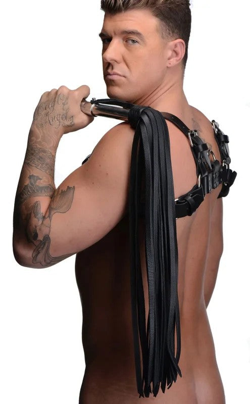 LeatherFloggerwithStainlessSteelHandle