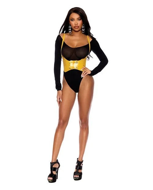 LeatherHarnessw/AdjustableBuckleStrapsandFrontVelcroBuckleClosure–Yellow36