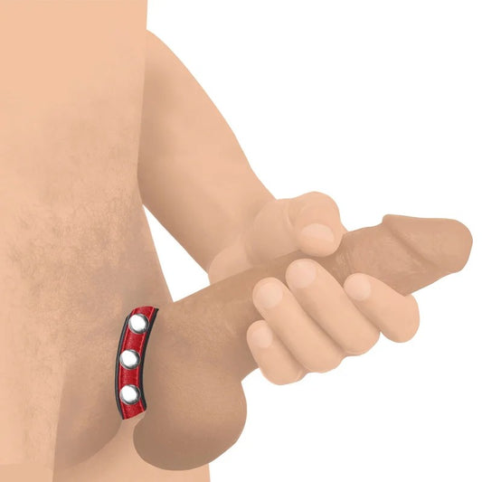 LeatherSpeedSnapCockRing–Red