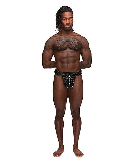 LeatherTaurusAdjustableBuckleThongBlackO/s
