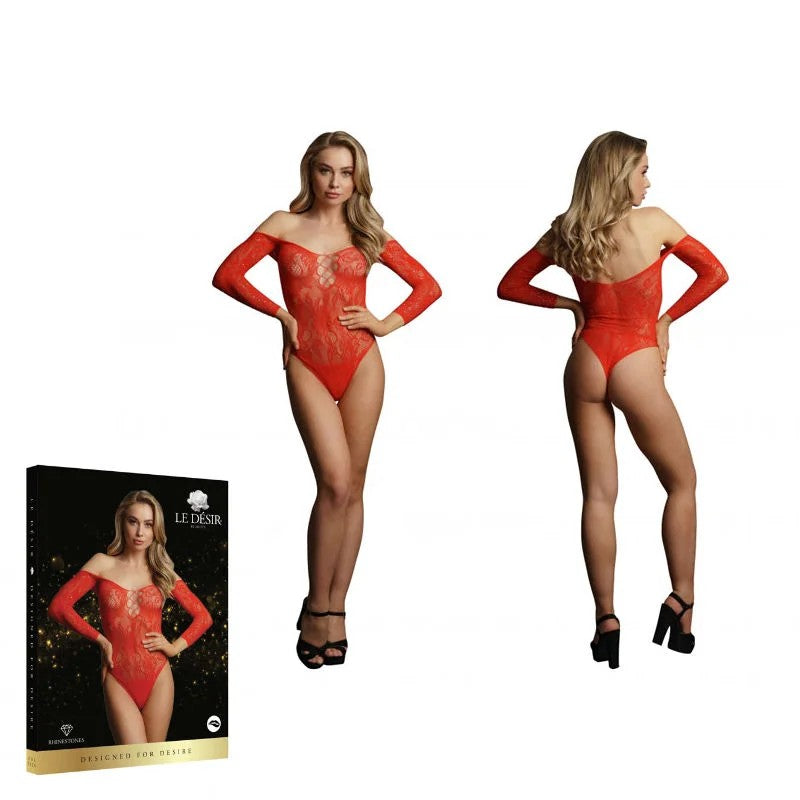 LeDesir–WonderRhinestoneBodysuit–OS(Red)