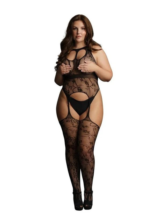 LeDesirLaceSuspenderBodystockingwithRoundNeck