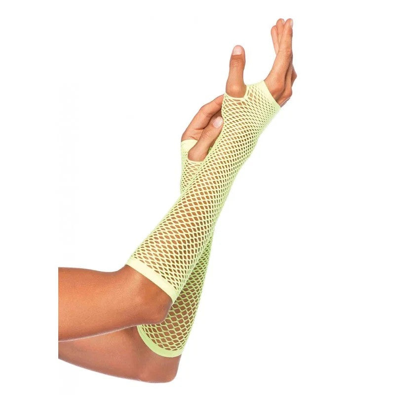 LegAvenue–ElbowLengthTriangle-NetFingerlessGloves(NeonYellowGreen)