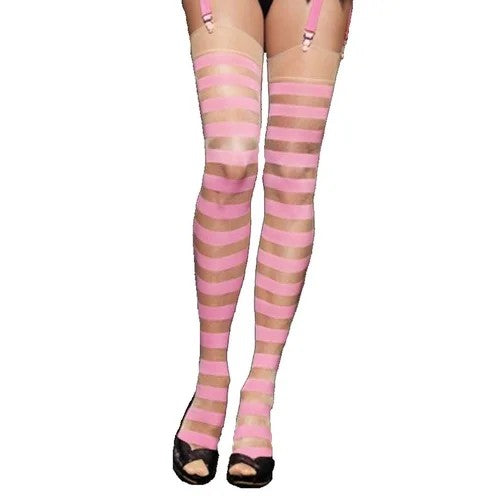 LegAvenue–SheerStockingswithOpaqueStripes(Pink)