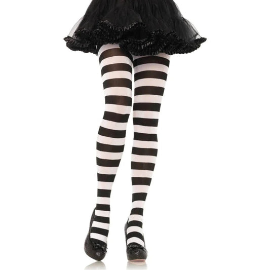 LegAvenue–WideStripedTights(Black/White)