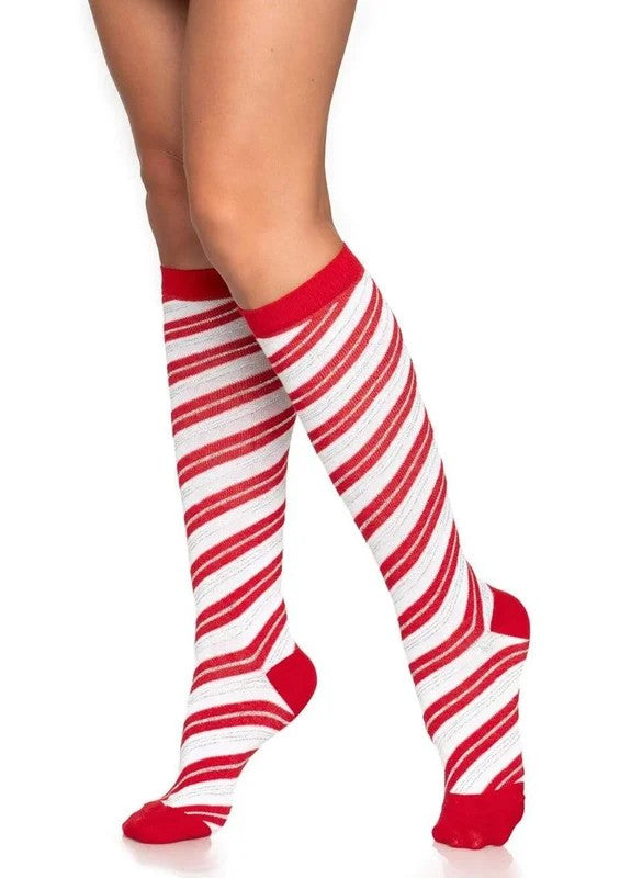 LegAvenueCandyCaneLurexKneeHighSocks