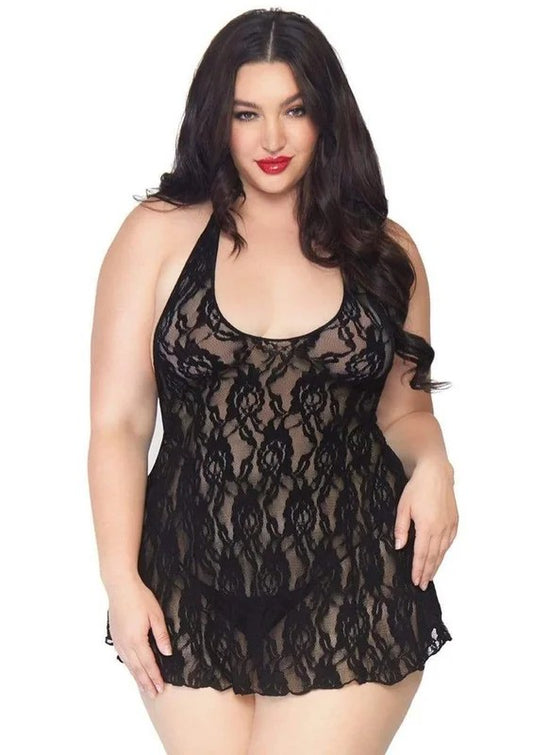 LegAvenueHalterRoseLaceDress