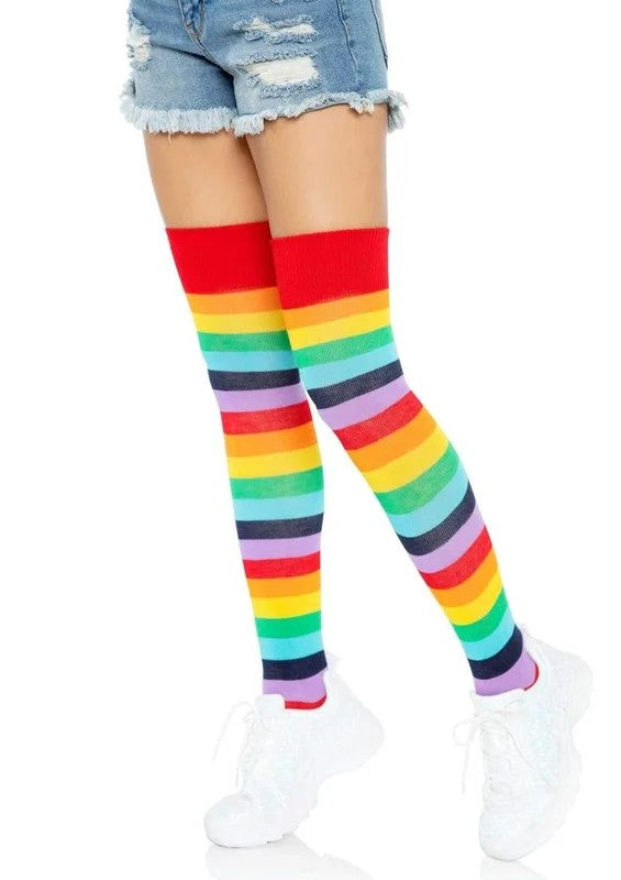 LegAvenueLycraAcrylicRainbowThighHigh