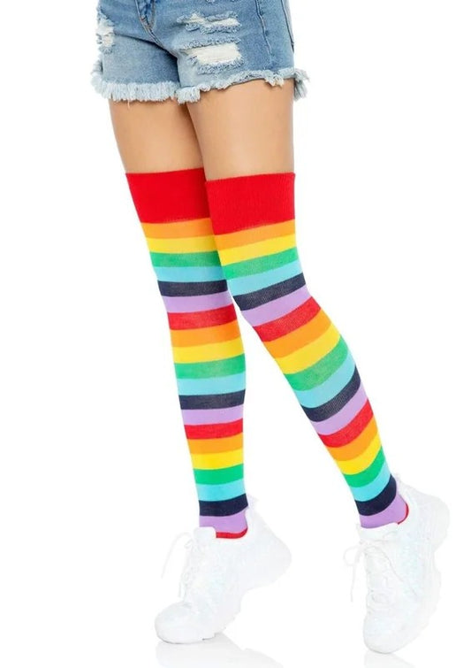 LegAvenueLycraAcrylicRainbowThighHigh