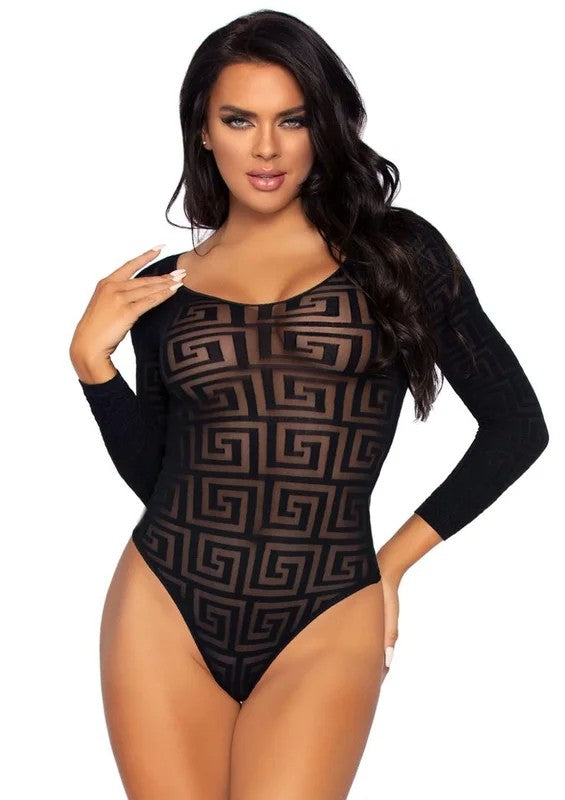 LegAvenueMosaicOpaqueSnapCrotchBodysuit