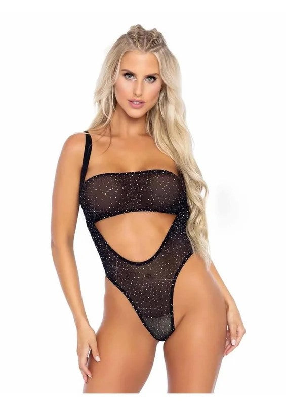 LegAvenueRhinestoneMeshBandeauandSuspenderBodysuit