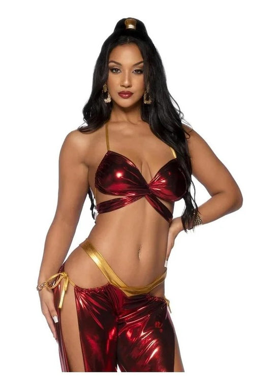 LegAvenueRubyDesertPrincessLameBikiniTopandSplitLegCut-OutHaremPantswithSideTies