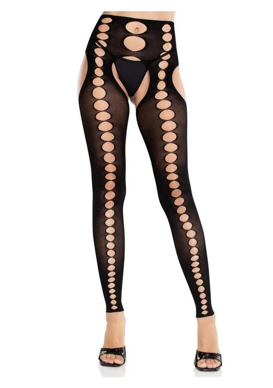 LegAvenueSeamlessOpaqueCut-OutFootlessSuspenderHose