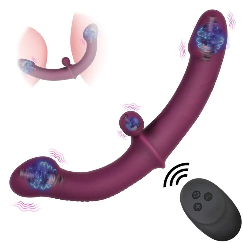 LesbianDoubleEndedDildoVibratorwithRemote