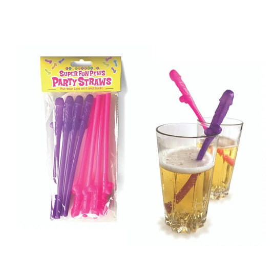 LittleGenie–SuperFunPenisPartyStraws8pk(Pink&Purple)