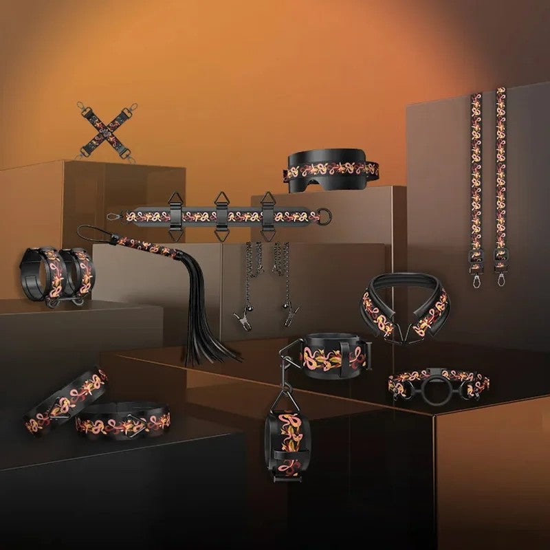 LOCKINKFloweringSerpentLeatherBondageSet