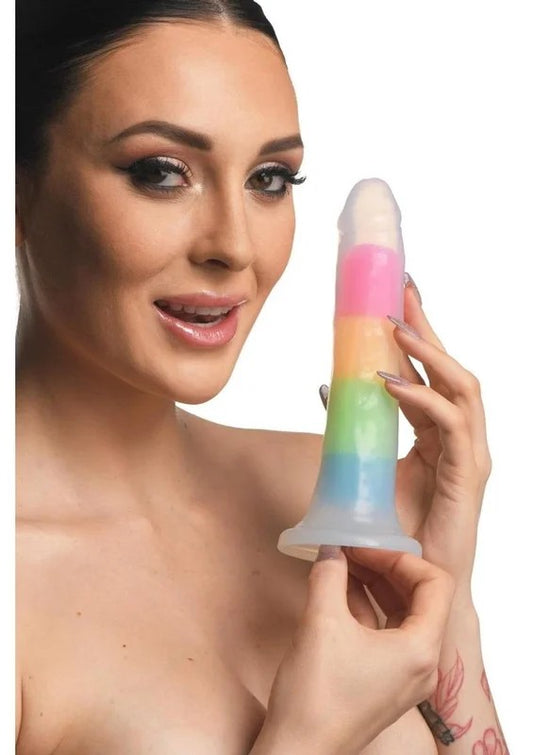 LollicockGlowInTheDarkRainbowSiliconeDildo