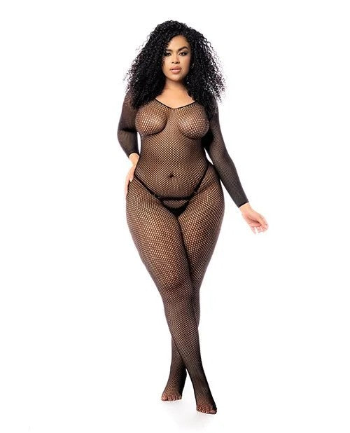 LongSleevedAllOverFishnetBodyStockingBlackQN