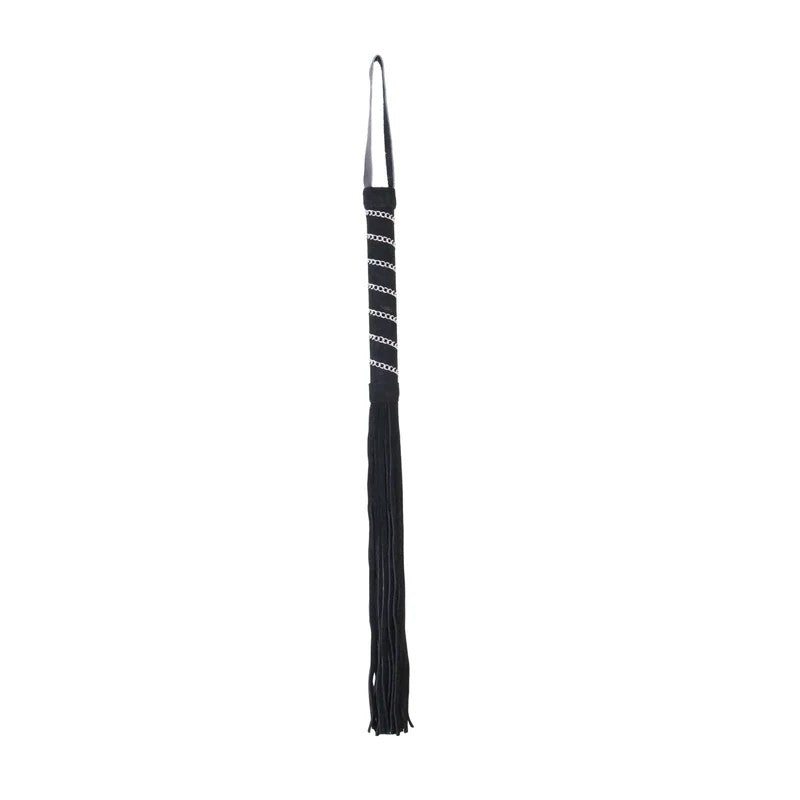 LoveinLeather–56cmSuedeChainHandleFloggerWhip(Black)