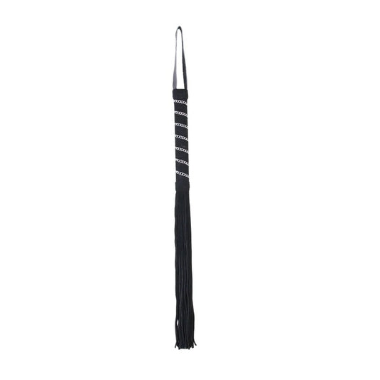 LoveinLeather–56cmSuedeChainHandleFloggerWhip(Black)
