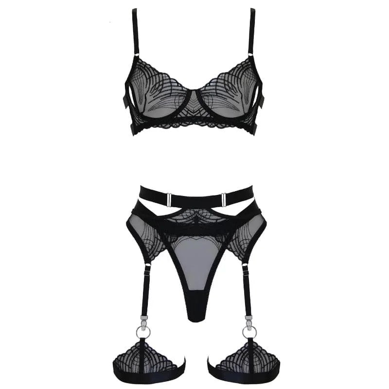 LoveInLeather–5PieceEmbroidedLingerieSet|Medium