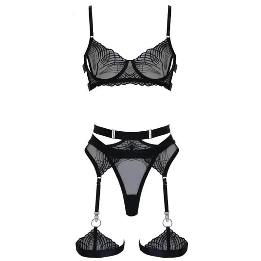 LoveInLeather–5PieceEmbroidedLingerieSet|Medium