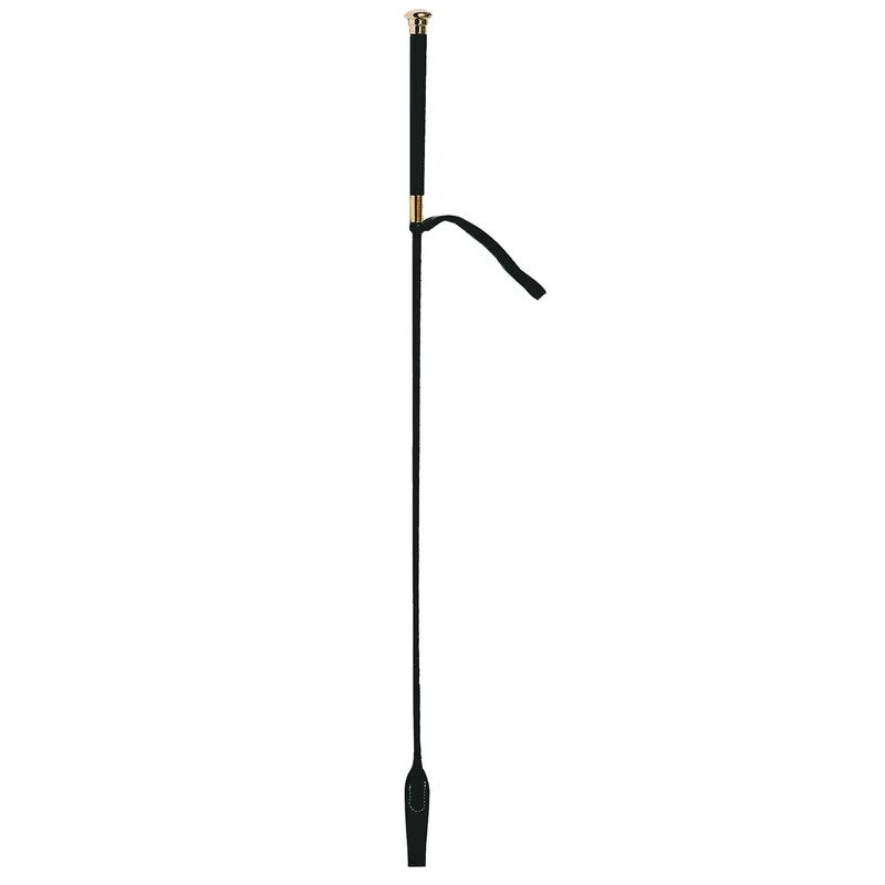 LoveinLeather–65cmRidingCropwithBrassHandleDetails(Black/Brass)