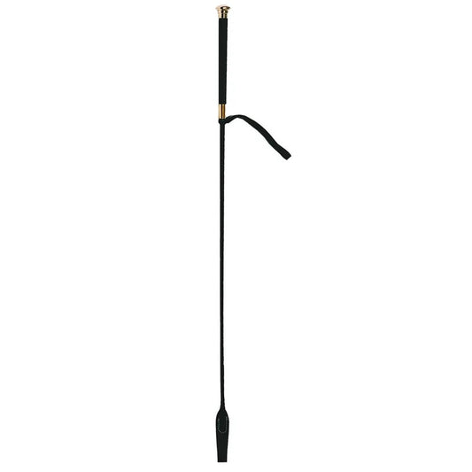 LoveinLeather–65cmRidingCropwithBrassHandleDetails(Black/Brass)