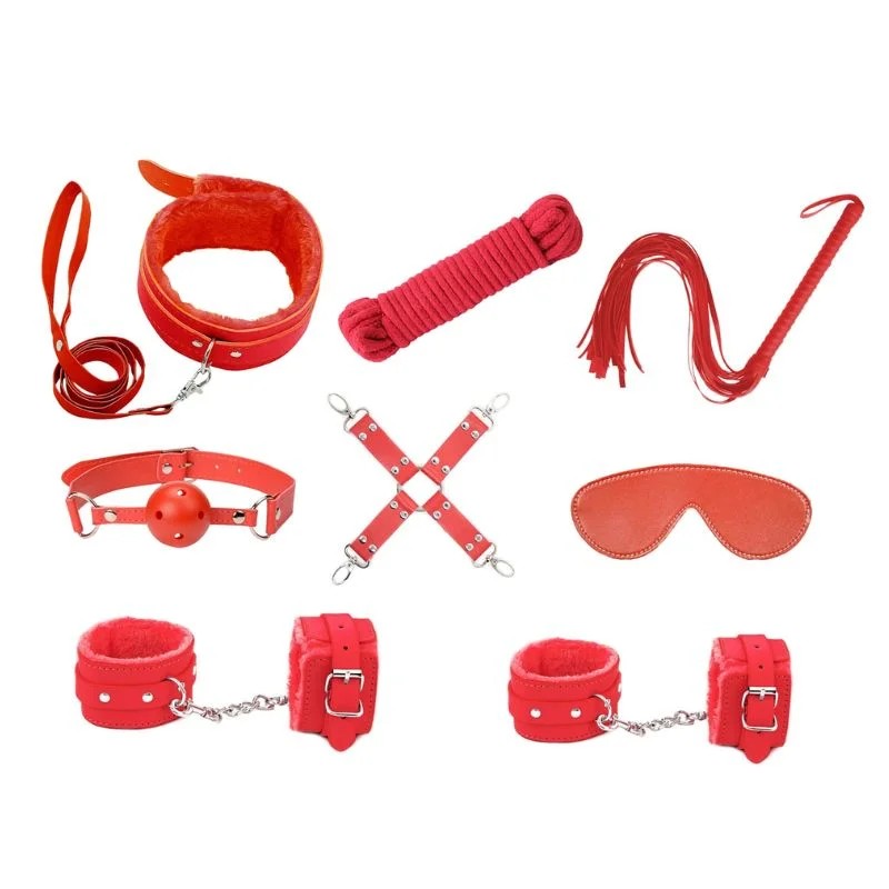 LoveInLeather–9PieceBondageKit|Red