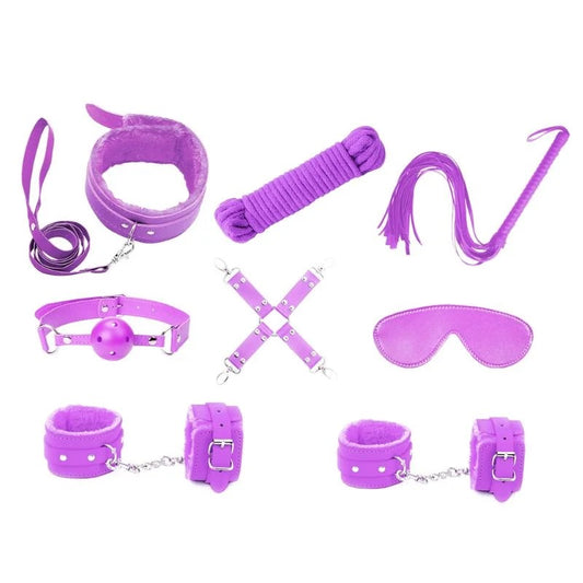 LoveInLeather–9PieceBondageKit|Purple