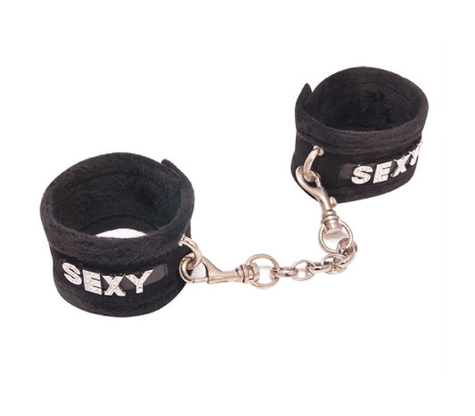 LoveinLeather–AdjustablesoftWordCuffs“Sexy”(Black)