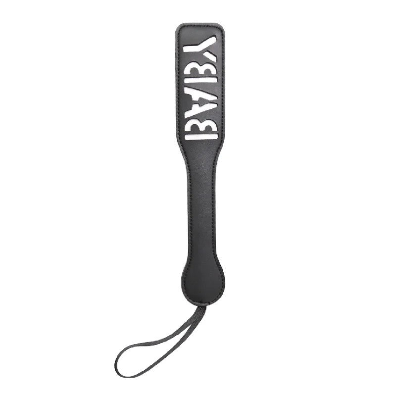 LoveInLeather–“Baby”CutOutWordPaddle(White/Black)