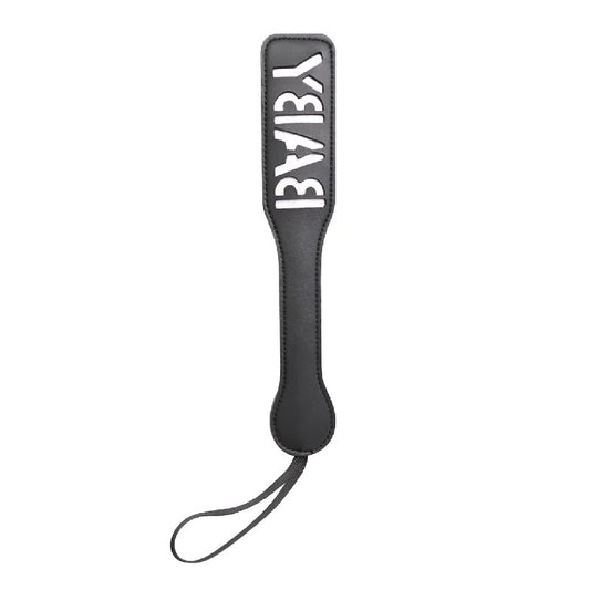 LoveInLeather–“Baby”CutOutWordPaddle(White/Black)