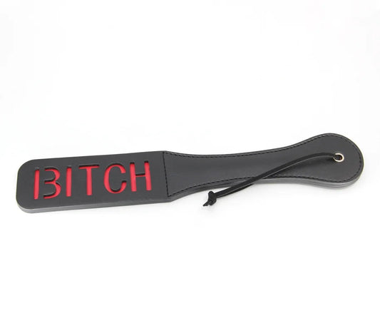 LoveInLeather–BerlinBabyCutOut“Bitch”Paddle(Black/Red)