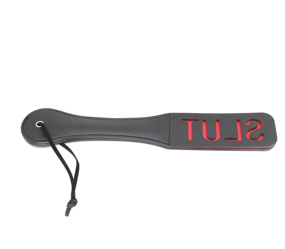 LoveInLeather–BerlinBabyREVERSECutOut“Slut”Paddle(Black/Red)