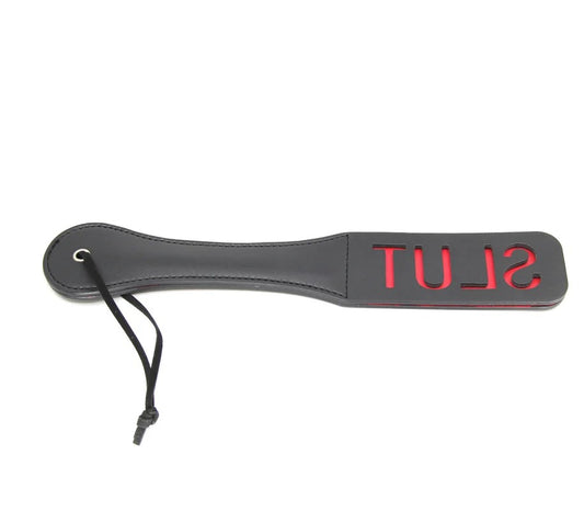 LoveInLeather–BerlinBabyREVERSECutOut“Slut”Paddle(Black/Red)