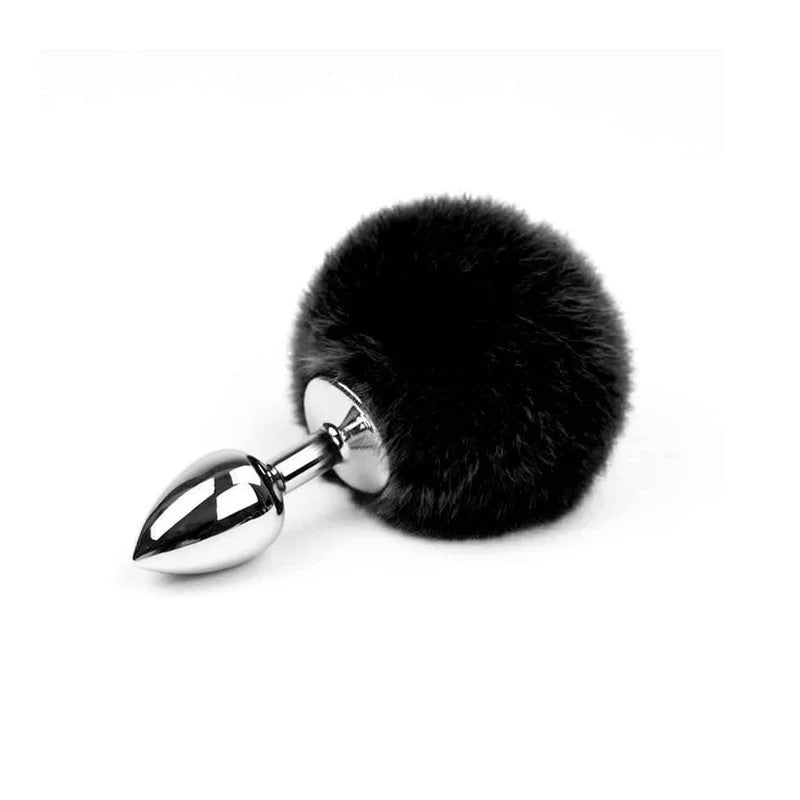 LoveInLeather–BlackBunnyTailButtPlug|Medium