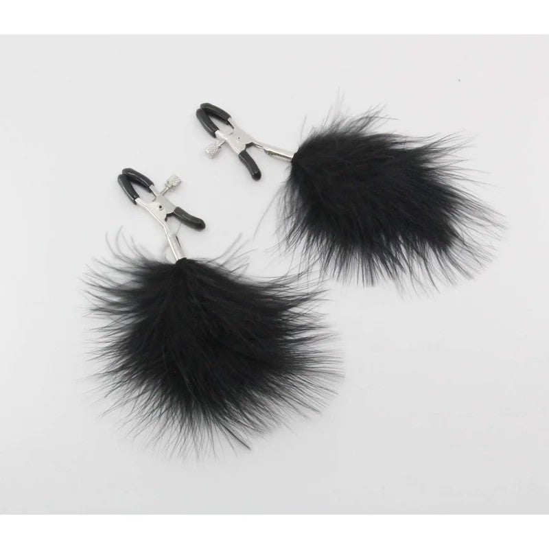 LoveInLeather–BlackFeatherNippleClamps|AlligatorClip