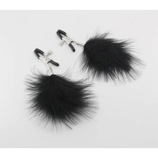 LoveInLeather–BlackFeatherNippleClamps|AlligatorClip