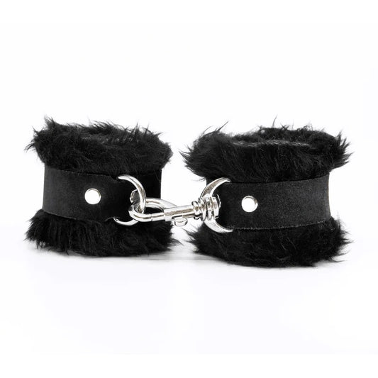 LoveInLeather–BlackFluffyCuffsw/SuedeLeather|AustralianMade
