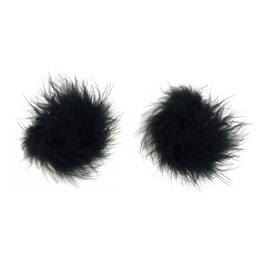 LoveInLeather–BlackFurryMarabouNipplePasties(Black)