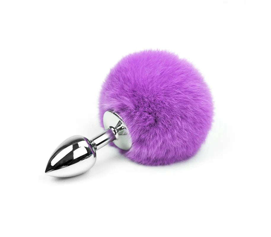 LoveInLeather–BunnyTailMediumMetalButtPlug(Purple)